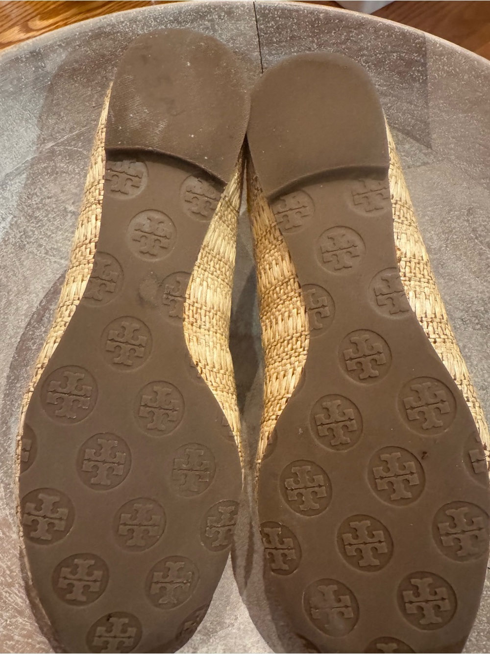 Tory Burch Teal Raffia Logo Ballet Flats - Picture 5 of 6